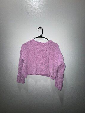 Justice Cropped Cable Knit Sweater with Sparkles